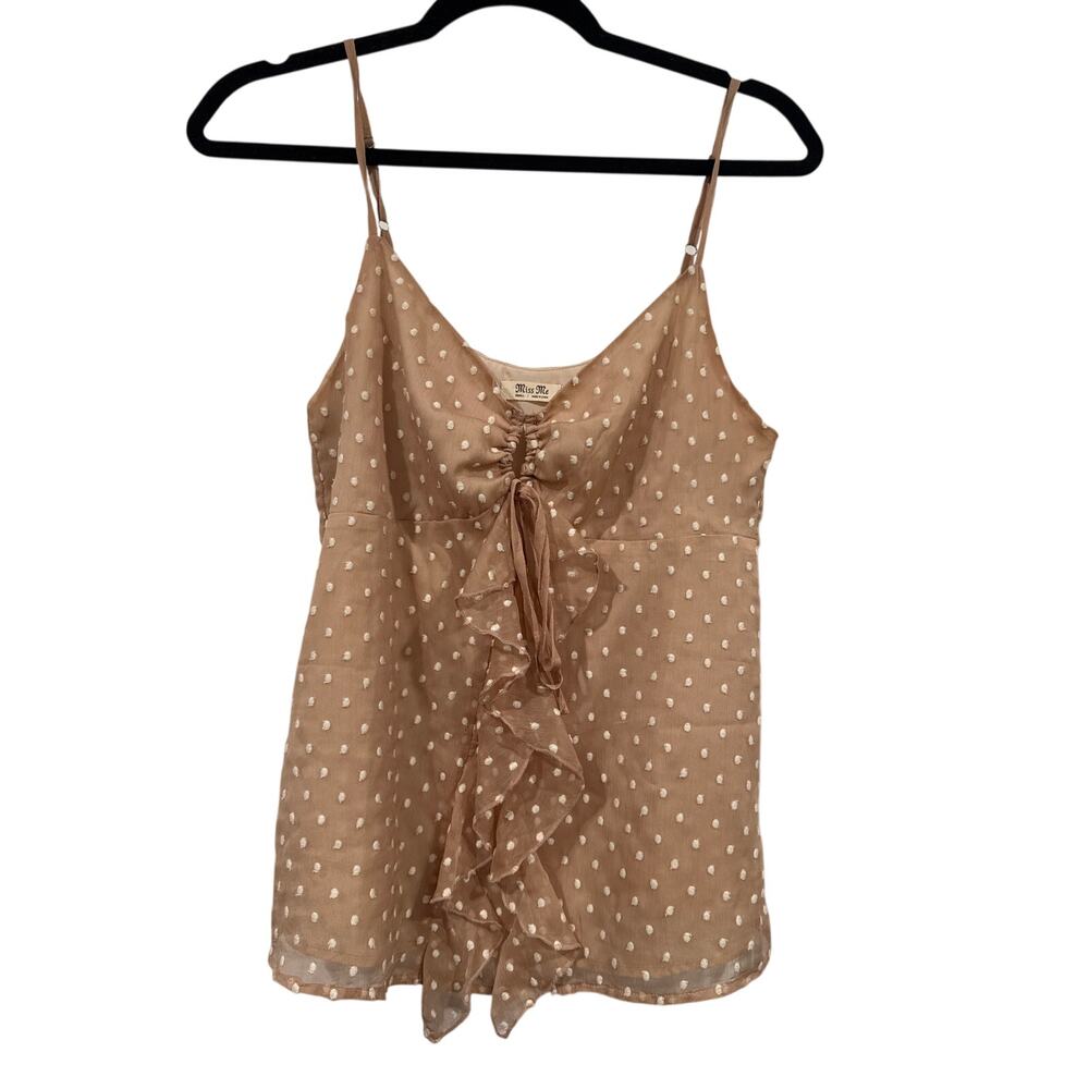 Miss Me Swiss Dot Ruffle Cami Tank, S